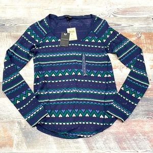 Lucky Brand Women's Multi Fair Isle Thermal Top